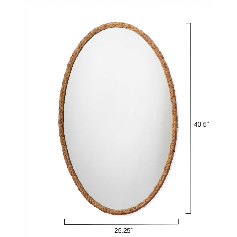 Beige Braided Oval Seagrass Accent Mirror