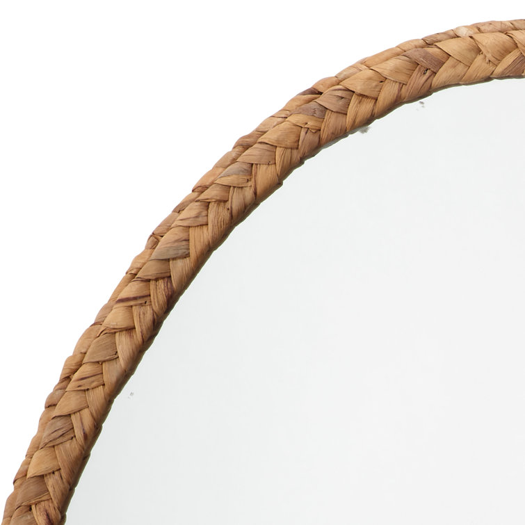 Beige Braided Oval Seagrass Accent Mirror