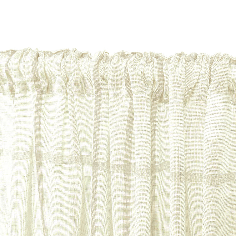 Beige Sheer Polyester Rod Pocket Back Tab Curtain Panel 54" x 108"