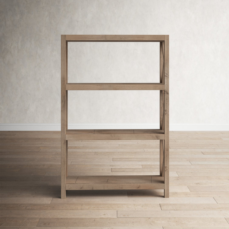Amett Natural Unfinished Rubberwood Wide Bookcase 47W x 71H