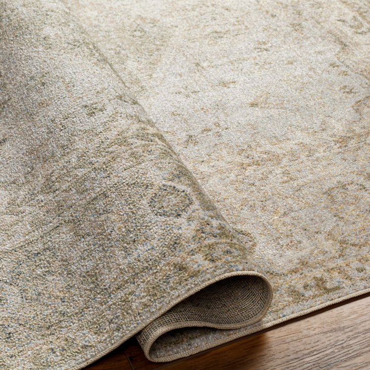 Gael Light Blue and Tan Washable Polyester Area Rug 2' x 3'