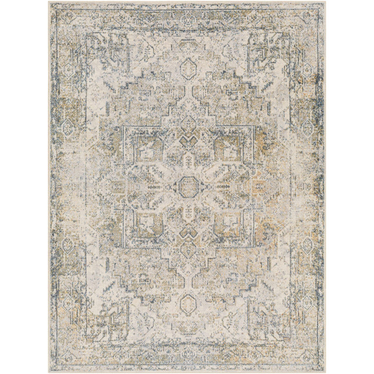 Charcoal and Light Brown Polyester Washable Rectangular Area Rug