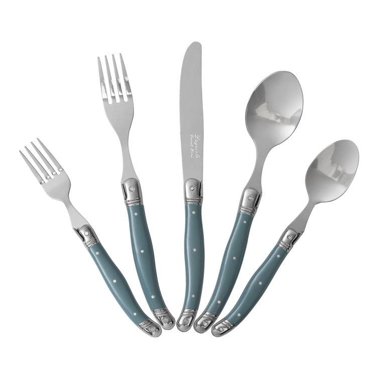 Aegean Teal Stainless Steel Flatware Set, Service for 4