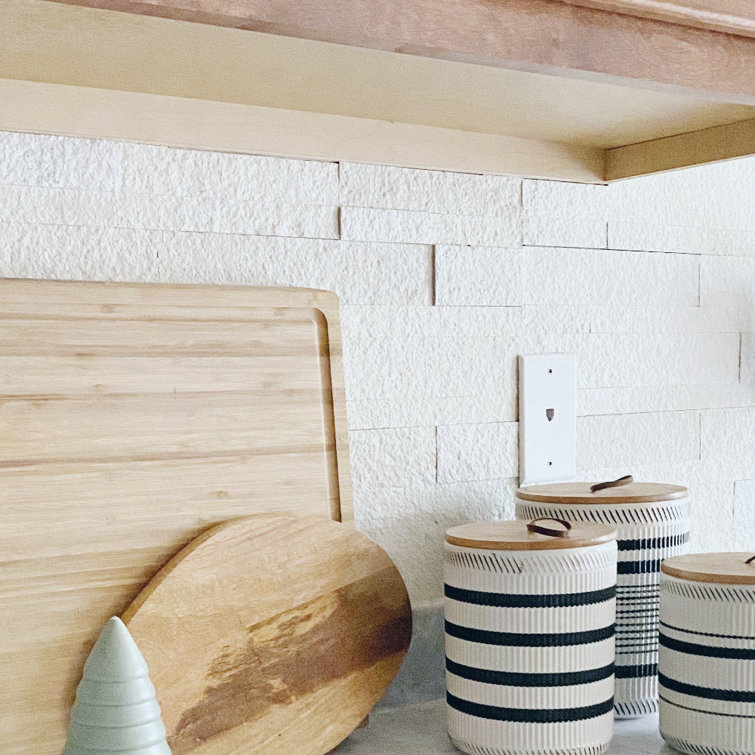 Stone White Rectangular Peel and Stick Mosaic Tile