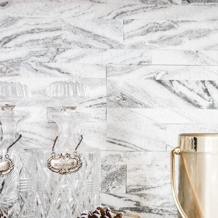 Gray Sand 6" x 24" Natural Stone Peel and Stick Mosaic Tile