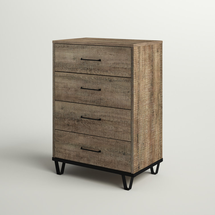 Weathered Oak Farmhouse 4-Drawer Tall Dresser