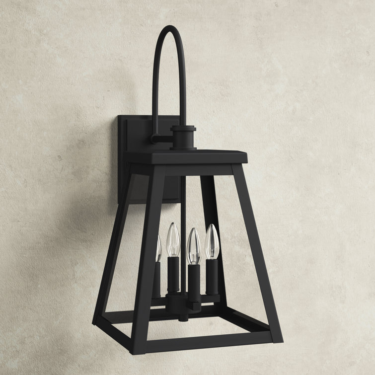 Belmore Dimmable 4-Light Outdoor Wall Lantern in Black and Bronze