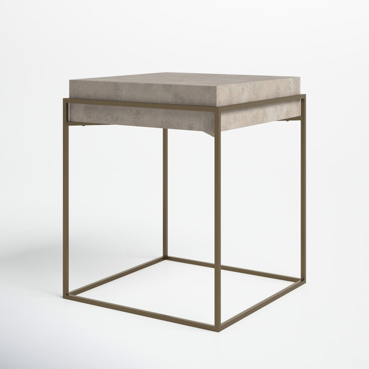 Ivory Burl Veneer and Brass Rectangular End Table