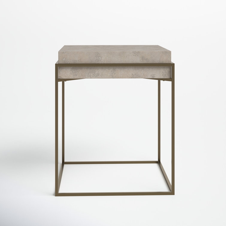 Ivory Burl Veneer and Brass Rectangular End Table