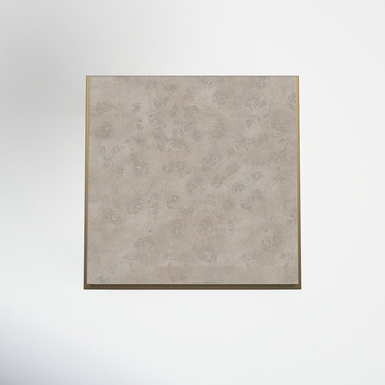 Ivory Burl Veneer and Brass Rectangular End Table