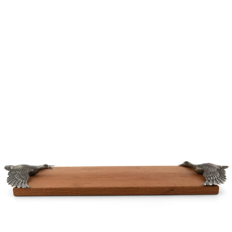 Solid Oak Rectangular Cheese Board with Pewter Handles