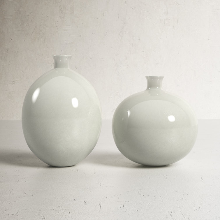 Elegant White Glass Decorative Table Vases Set