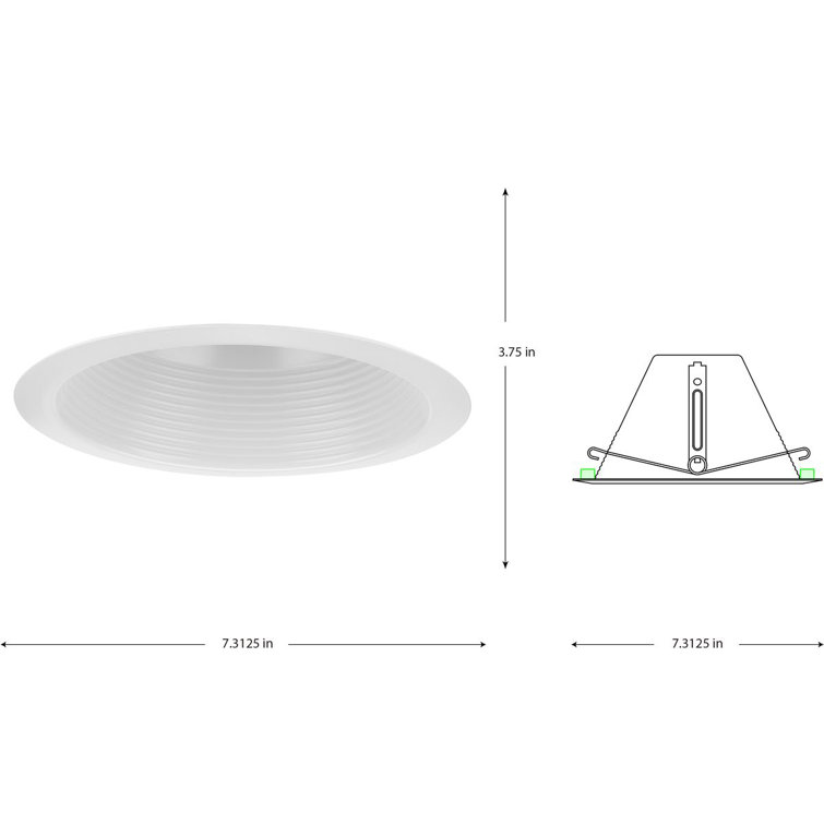 6" Satin White Aluminum Recessed Step Baffle Trim