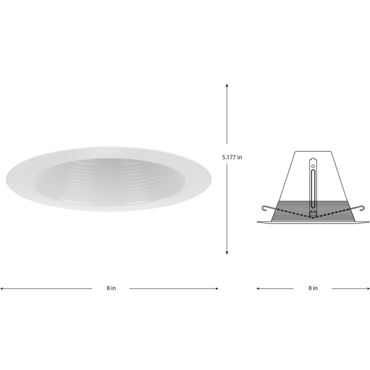 6" White Aluminum Recessed Splay Baffle Trim