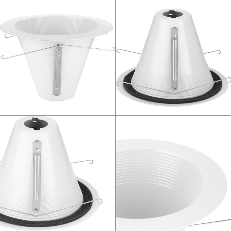 6" White Aluminum Recessed Splay Baffle Trim