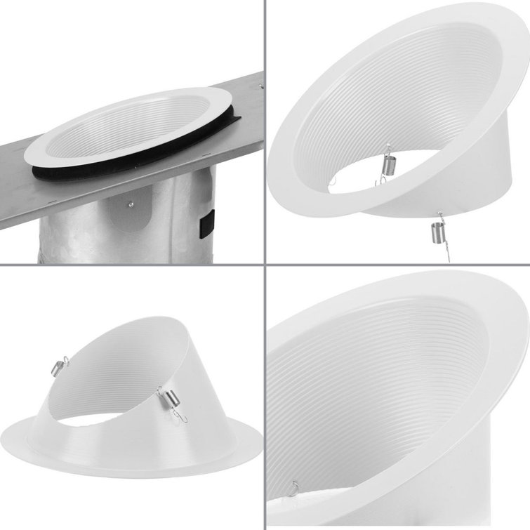 6" Satin White Aluminum Recessed Sloped Ceiling Trim