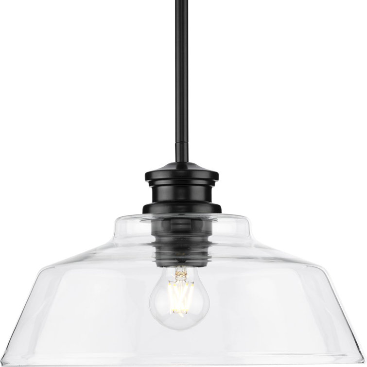 Matte Black Glass Dome Pendant Light with Nickel Accents