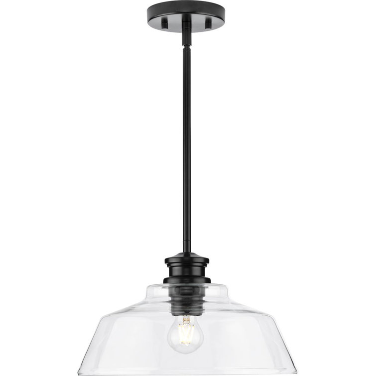 Matte Black Glass Dome Pendant Light with Nickel Accents