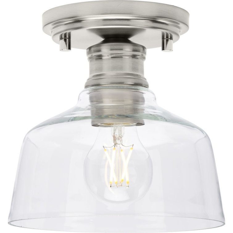 Brushed Nickel Glass Semi-Flush Mount Light