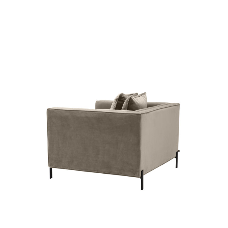 Sienna Greige Velvet Tufted Armchair with Black Legs