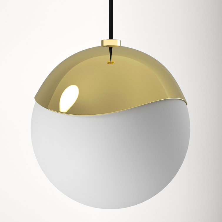 Polished Brass and Frosted Glass Globe Pendant Light