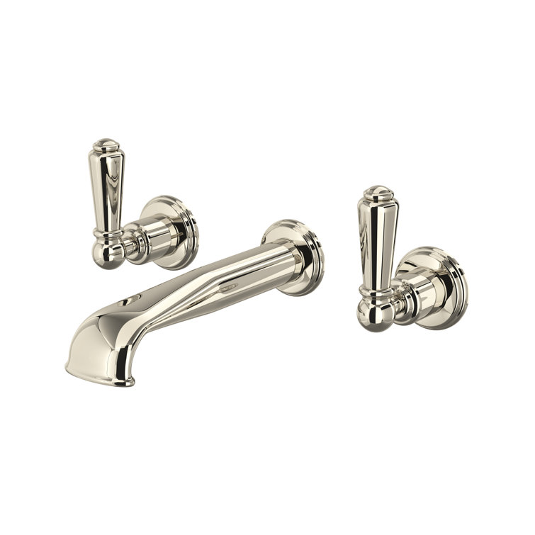 Polished Nickel Wall Mounted Widespread Faucet