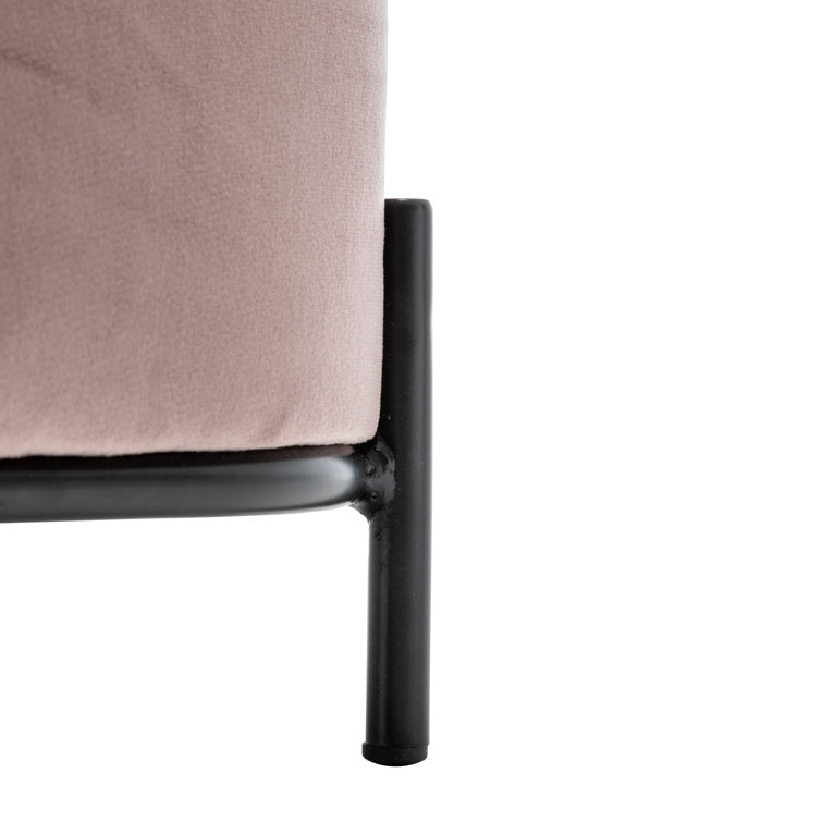 Gray Basketweave Upholstered Ottoman with Black Metal Base