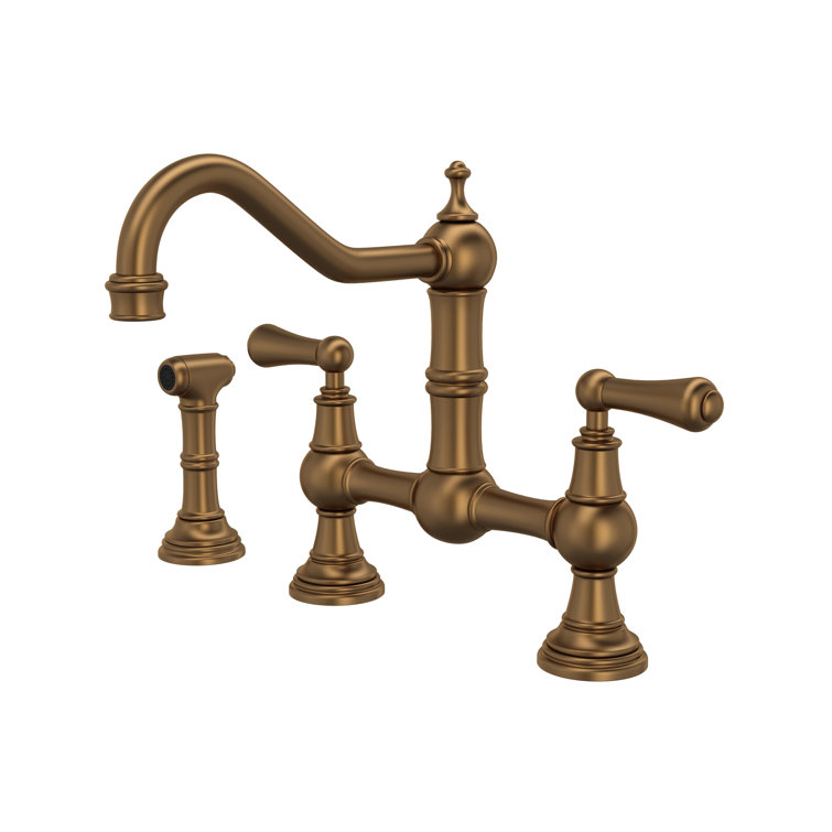 Edwardian Era 10.5" Polished Nickel Kitchen Faucet with Sidespray in Bronze
