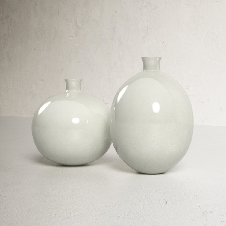 Elegant White Glass Decorative Table Vases Set