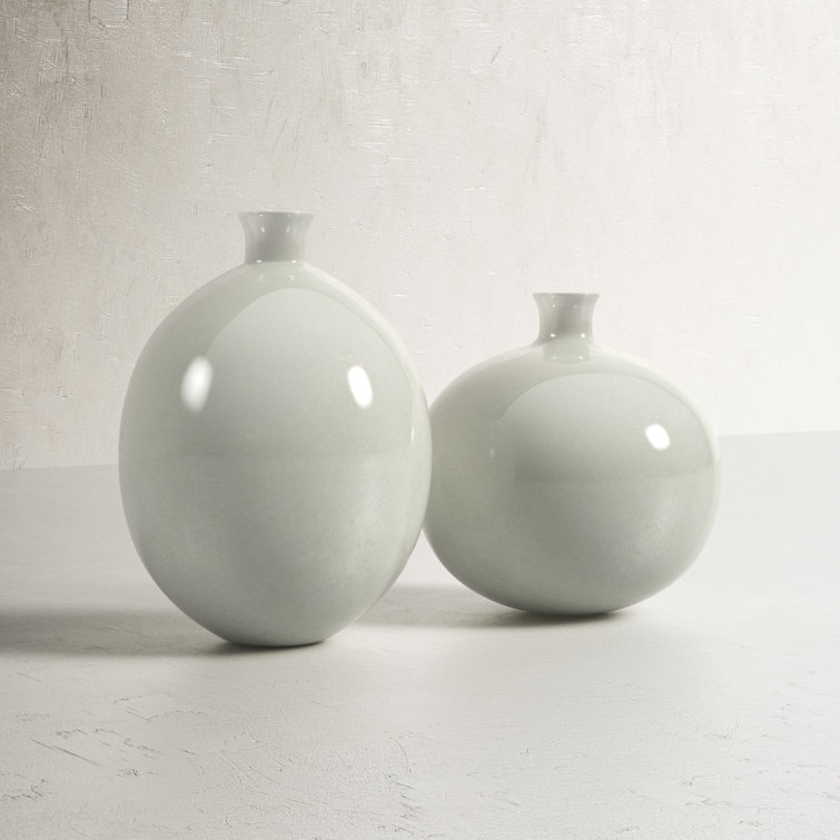 Elegant White Glass Decorative Table Vases Set