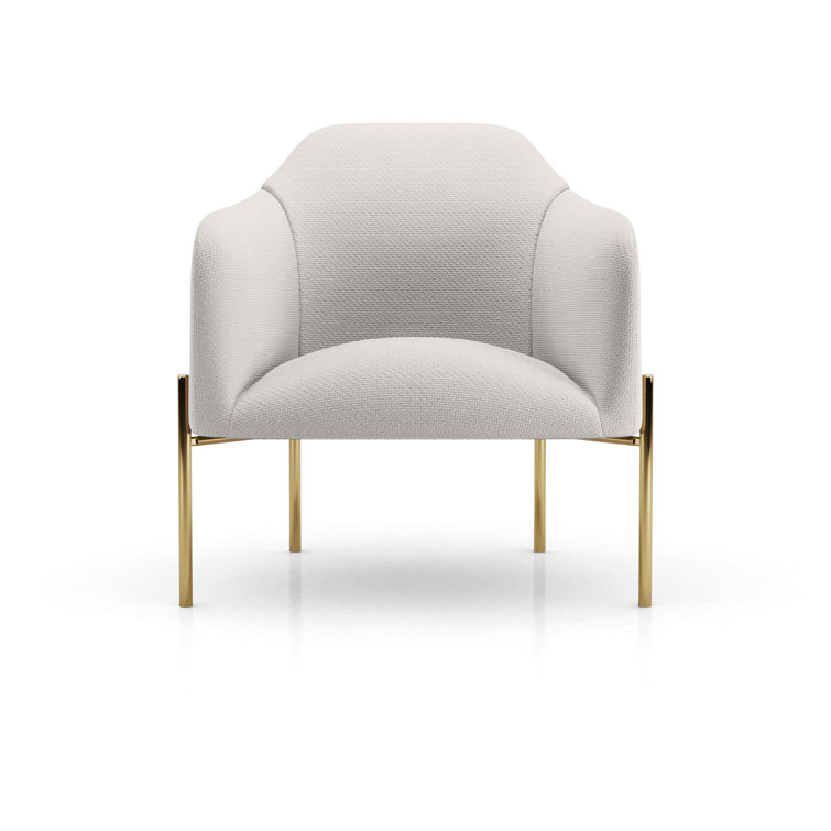 Birch Fabric and Metal Barrel Accent Chair