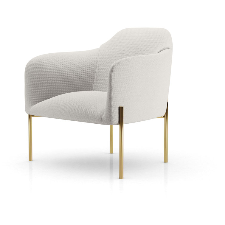 Birch Fabric and Metal Barrel Accent Chair