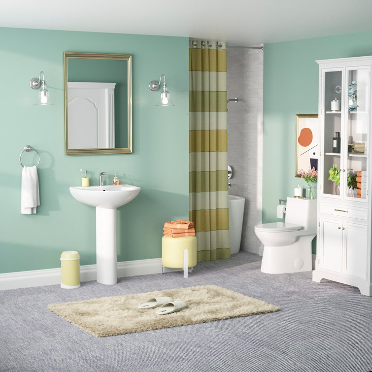 White Ceramic U-Shaped Pedestal Bathroom Sink with Overflow