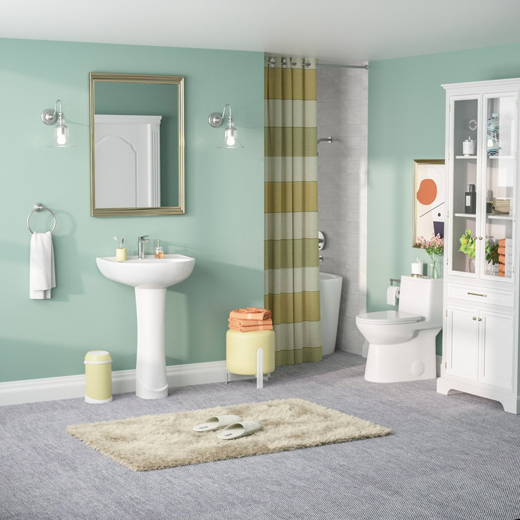 White Ceramic U-Shaped Pedestal Bathroom Sink with Overflow