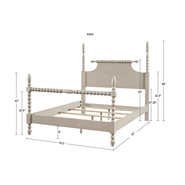 Beckett Natural King Poster Bed with Wood Frame and Headboard