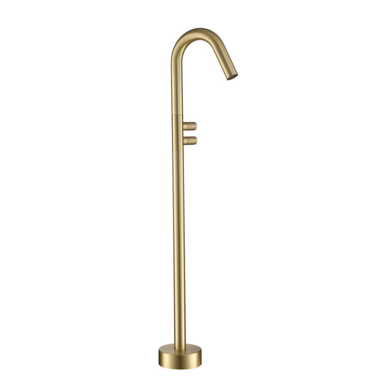Brushed Gold Brass Freestanding Tub Filler with Diverter
