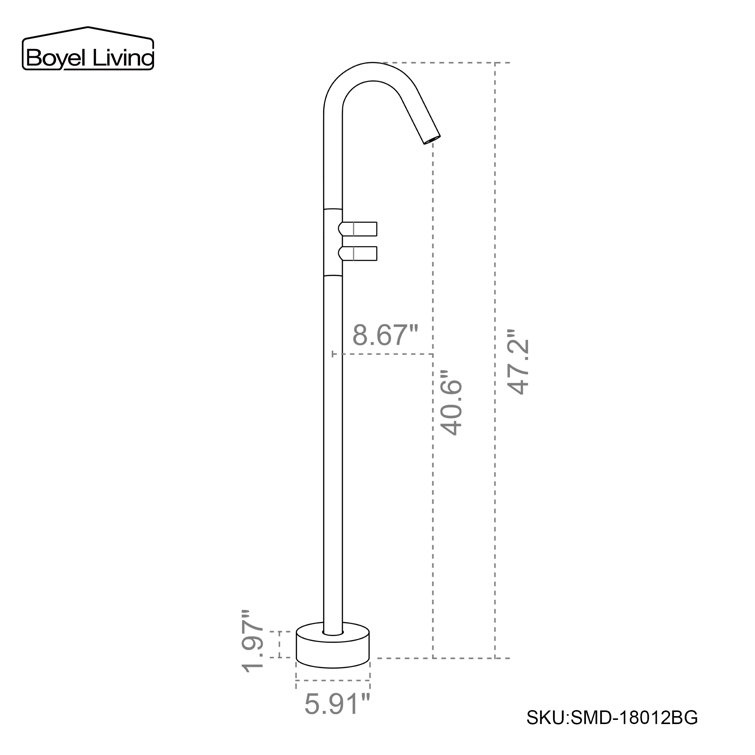 Brushed Gold Brass Freestanding Tub Filler with Diverter
