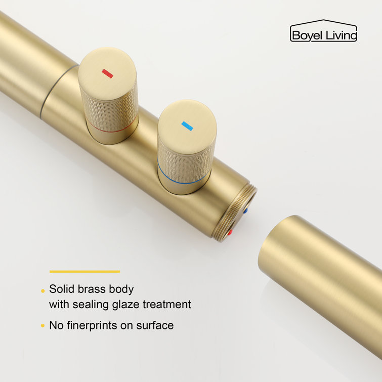 Brushed Gold Brass Freestanding Tub Filler with Diverter