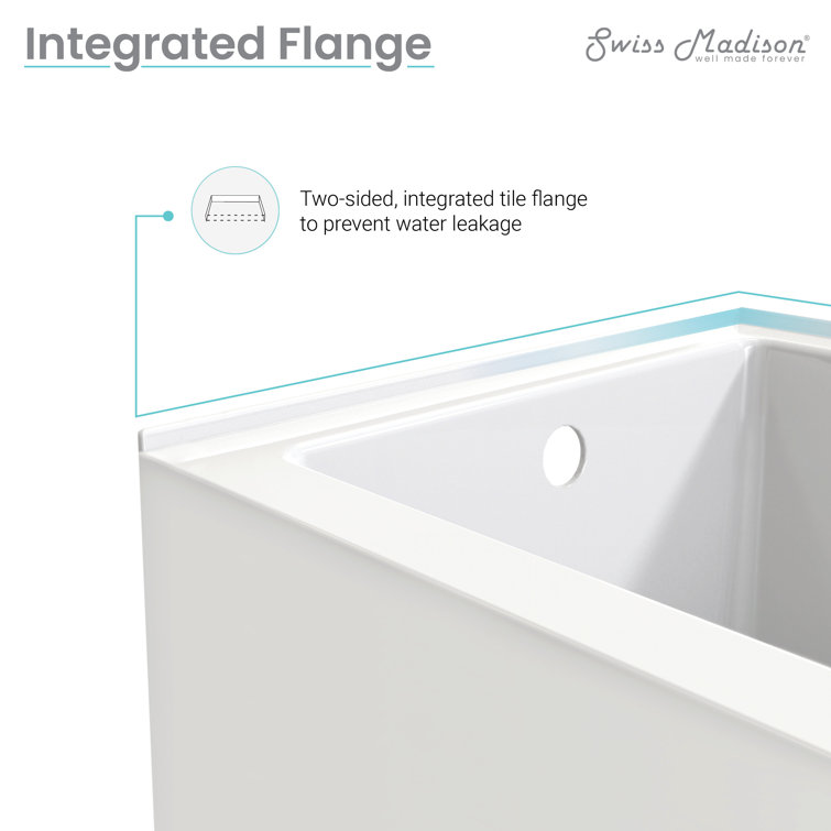 Claire 60" White Acrylic Alcove Bathtub with Corner Apron