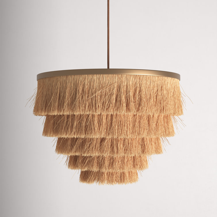 Natural Fringe Cotton and Brass Pendant Light