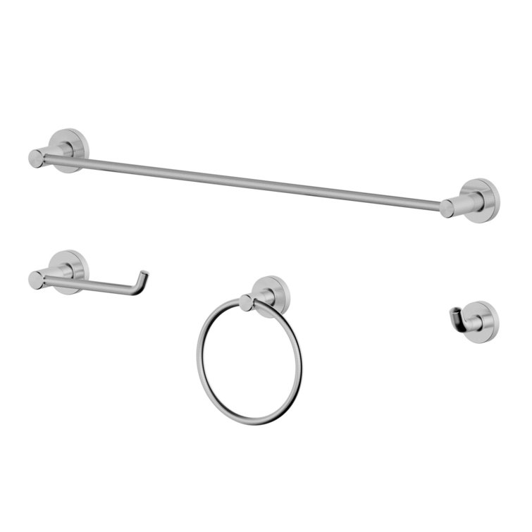 Brushed Nickel 4-Piece Modern Bathroom Hardware Set