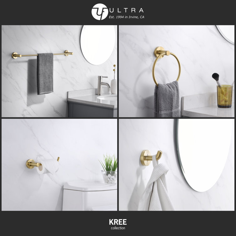 Brushed Gold 4-Piece Modern Bathroom Hardware Set