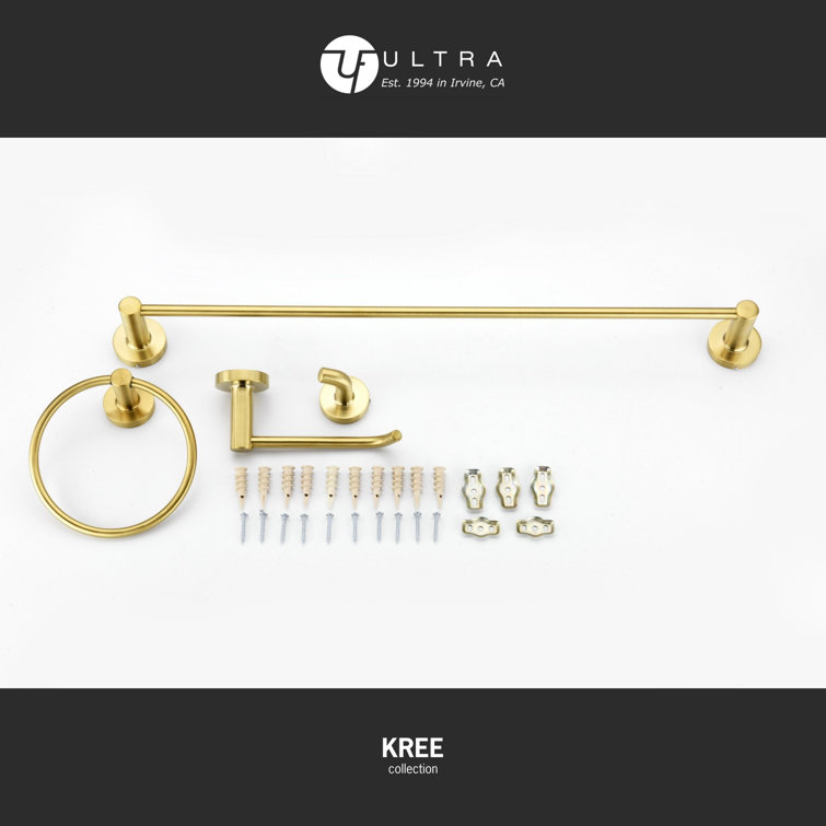 Brushed Gold 4-Piece Modern Bathroom Hardware Set