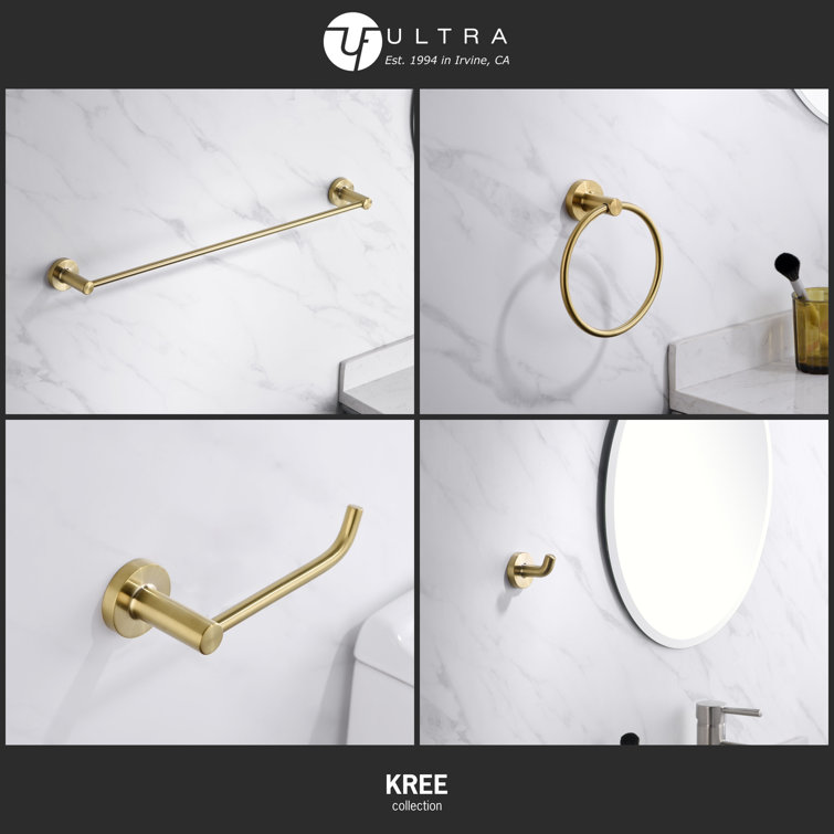 Brushed Gold 4-Piece Modern Bathroom Hardware Set
