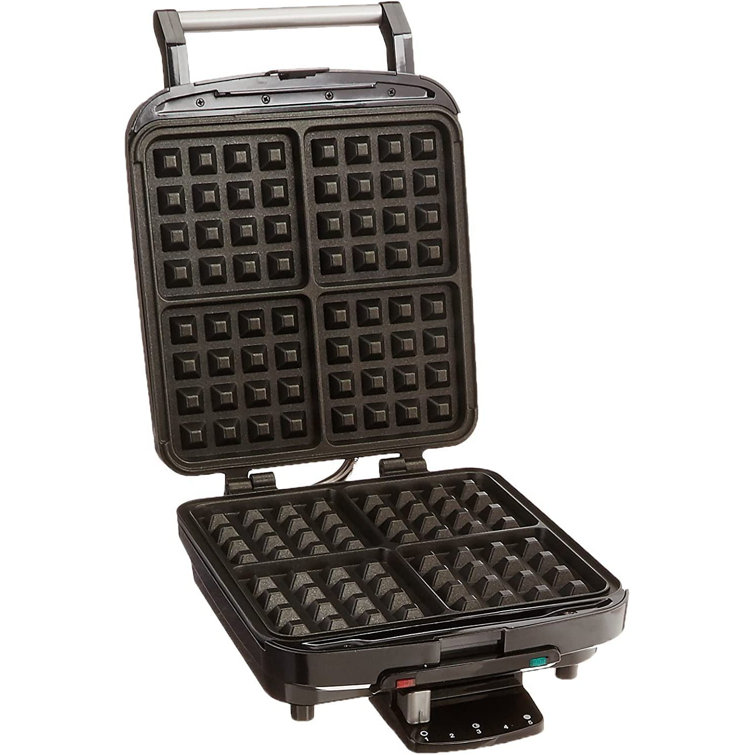 Stainless Steel 4-Slice Belgian Waffle Maker with Non-Stick Coating