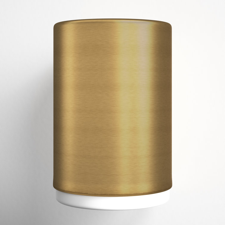 Lacquered Brass and Opal Glass Modern Flush Mount Light