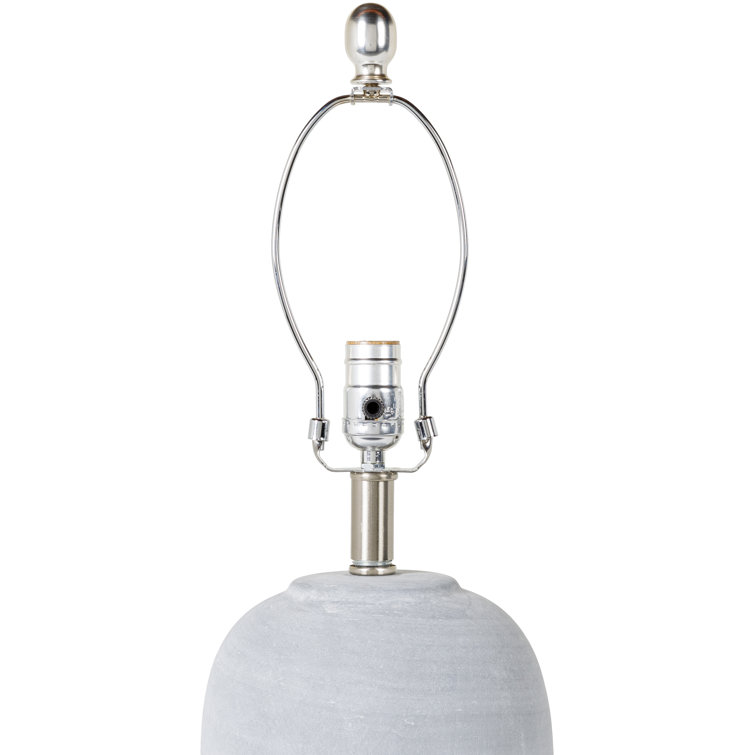 Gray Ceramic Table Lamp with Beige Linen Shade