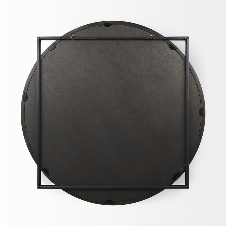 Norbert 46" Square Black Wood and Metal Wall Mirror