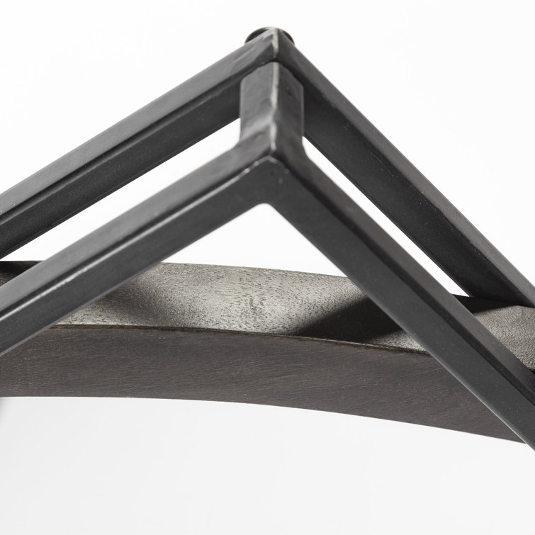 Norbert 46" Square Black Wood and Metal Wall Mirror