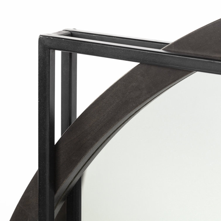 Norbert 46" Square Black Wood and Metal Wall Mirror
